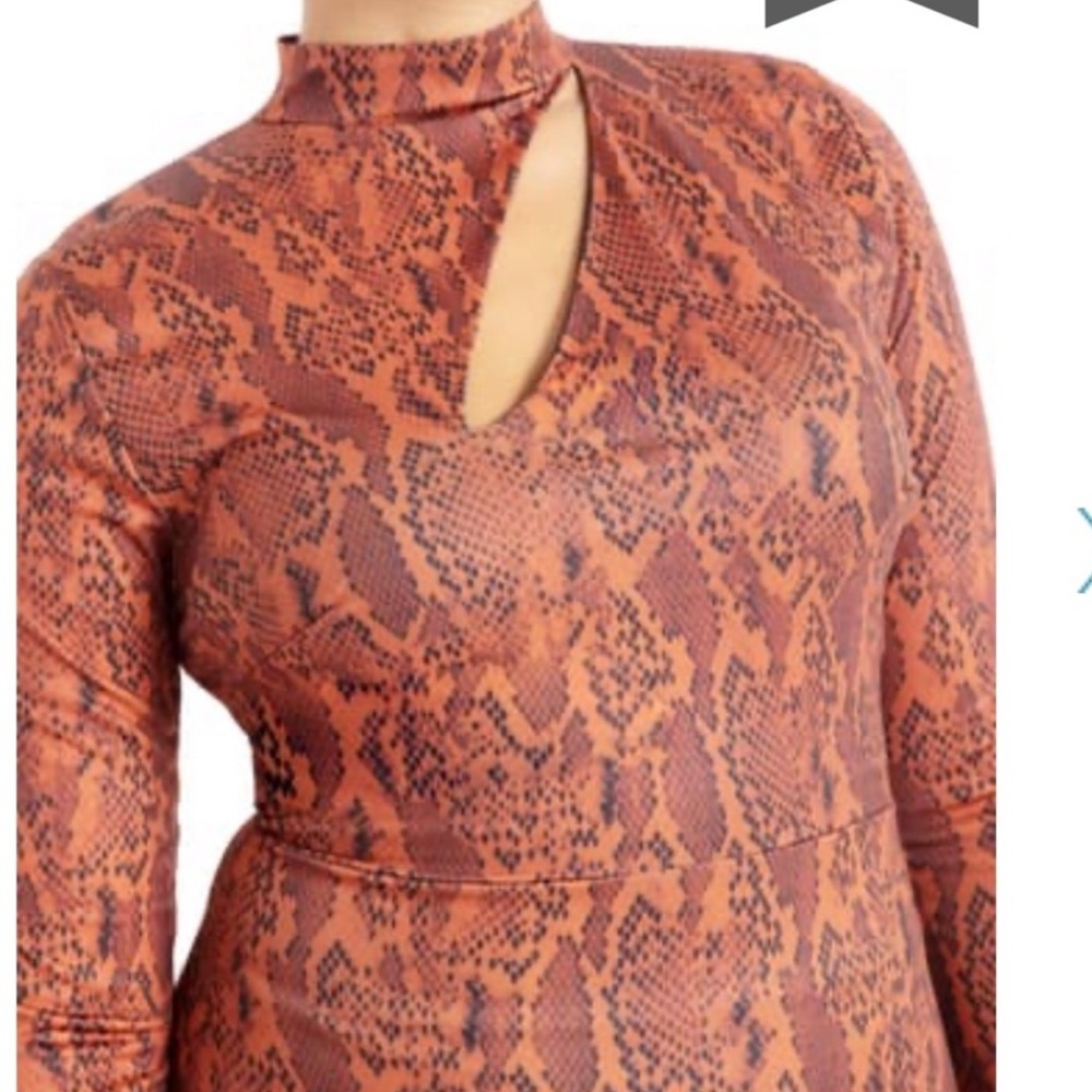 Eloquii Snake Print Long Sleeve Cutout Detail Body-Con Size 18‎